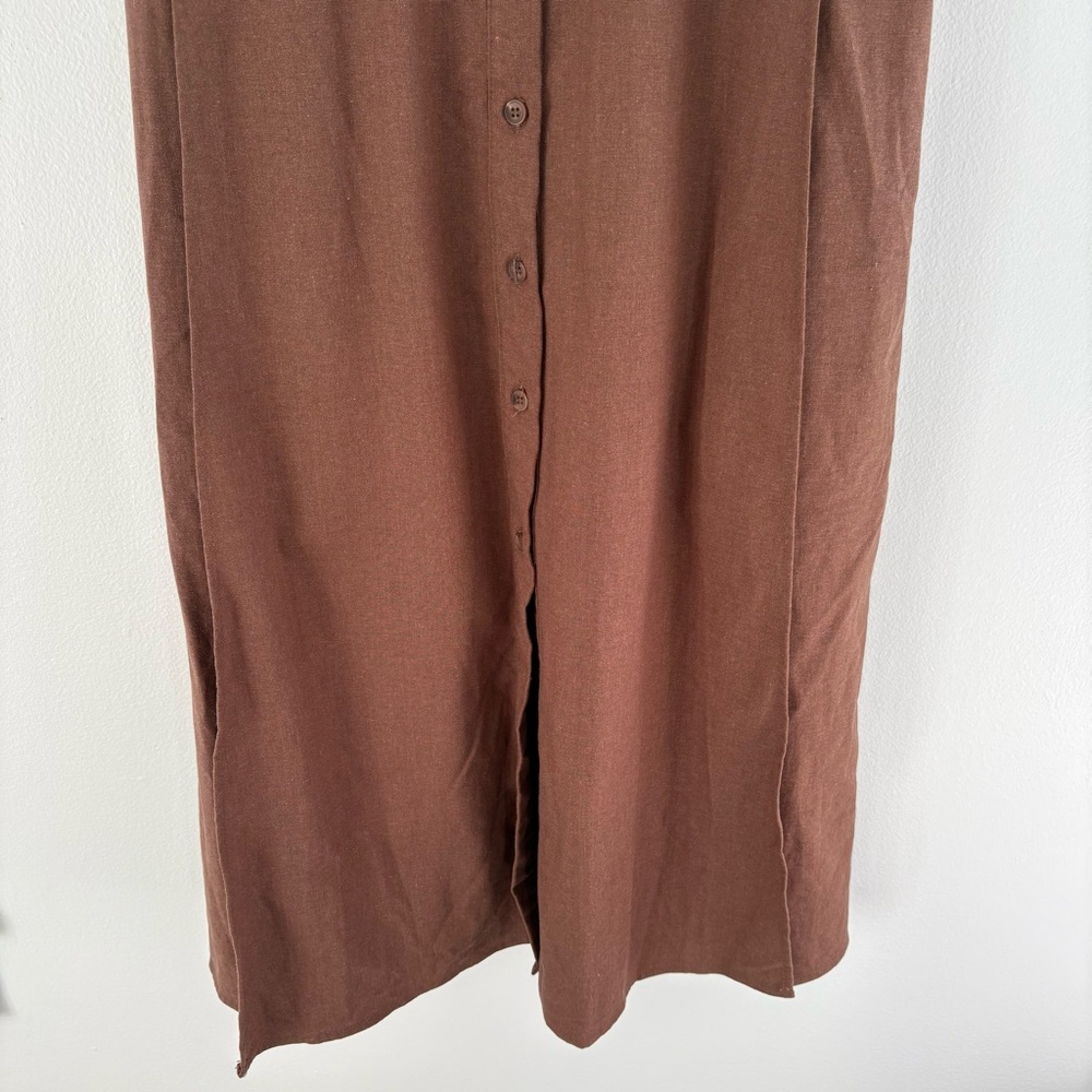 Tuckernuck || En Saison Megumi‎ Linen Blend Midi Shirt Dress Belted Brown M - Picture 4 of 10